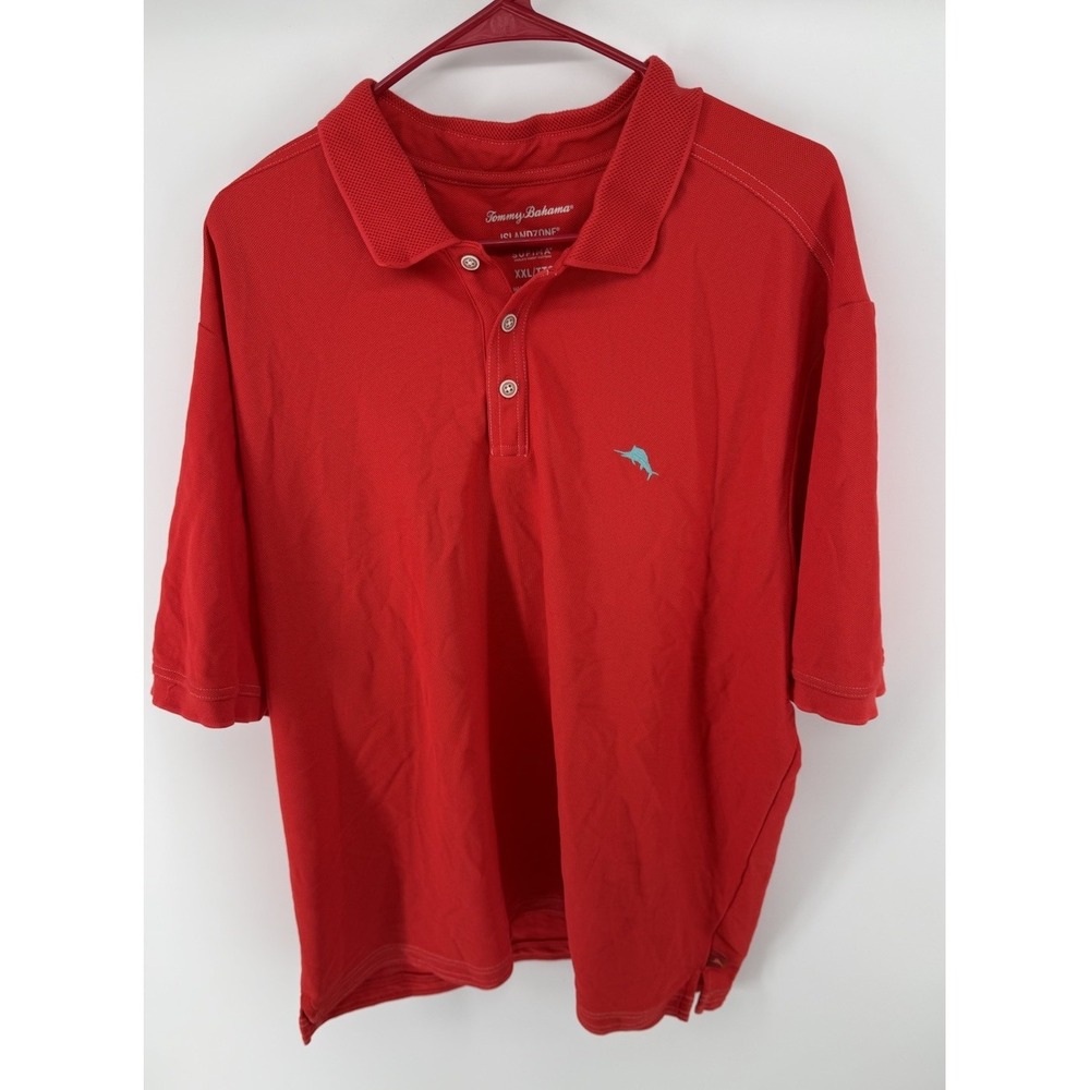 Tommy Bahama IslandZone Men's XXL Red Supima Cotton Polo Shirt Marlin Logo